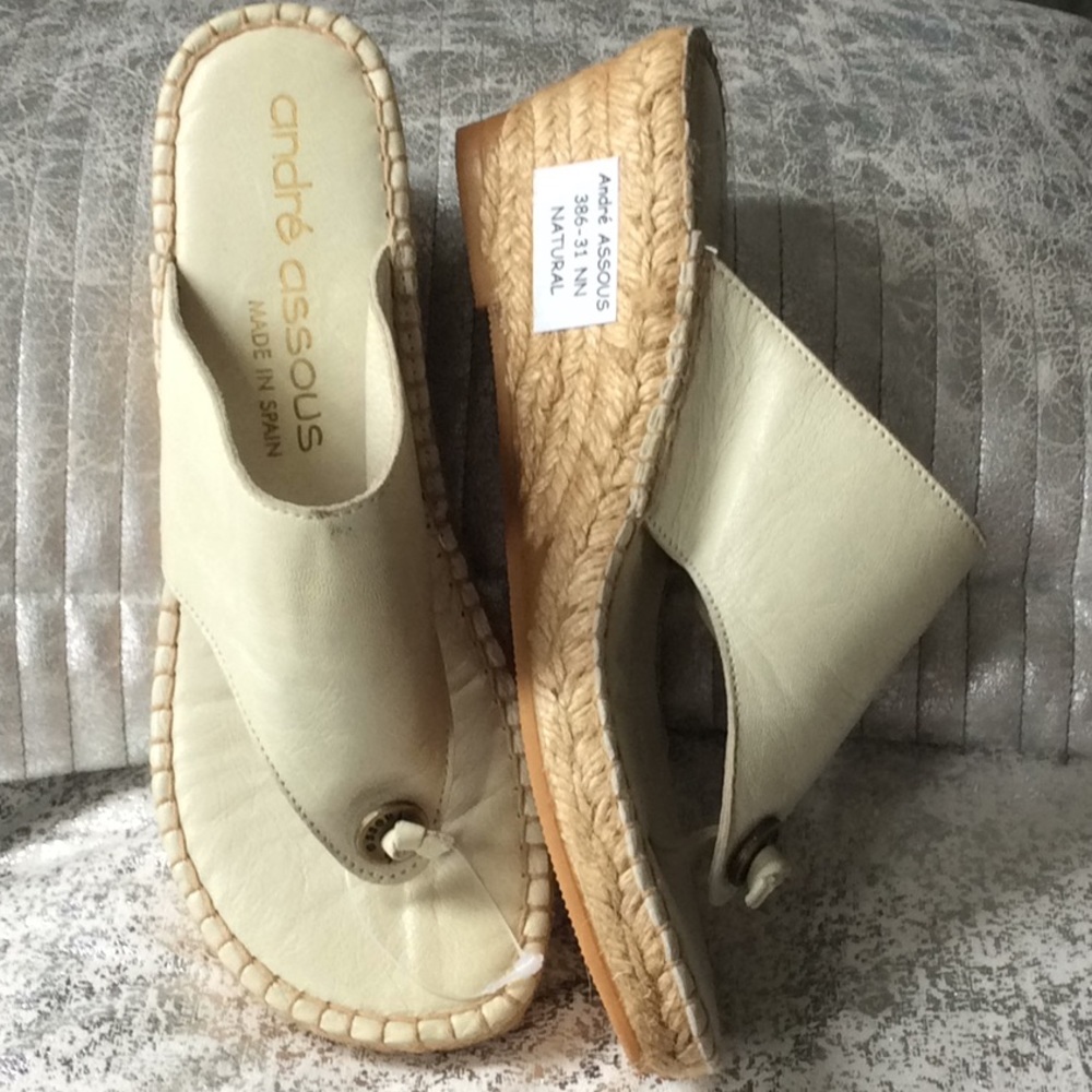 Andre Assou made in Spain Leather Sandal 7 Beige